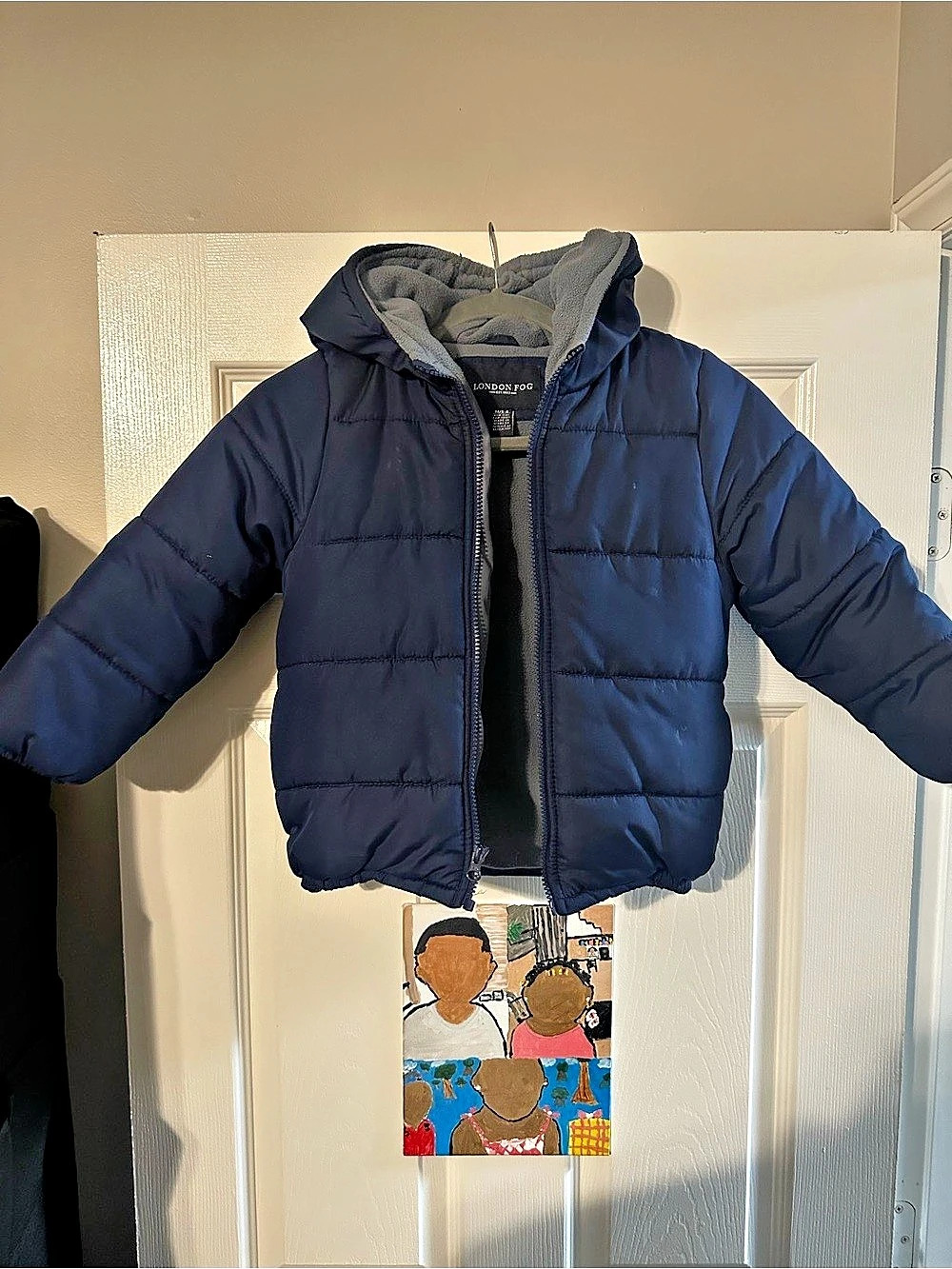 London Fog Boys Fleece-Lined Hooded Puffer Jacket Blue & Gray Medium (8)